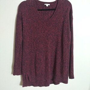 Gap Women's Maternity Burgundy Marled Knit V-Neck Long Sleeve Sweater Size: XS